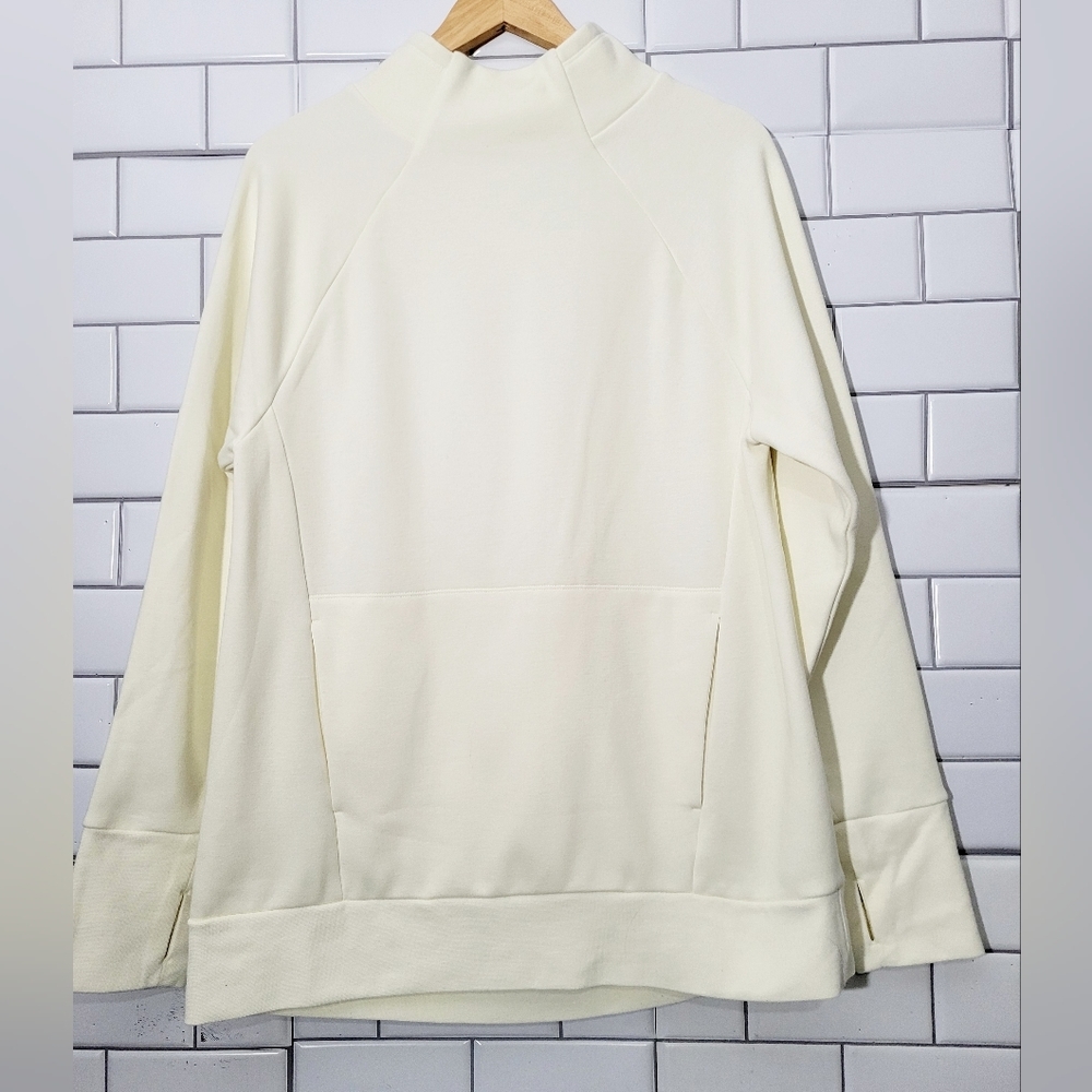 FABLETICS Ladies Medium Weight Cream Color Long Sleeve Sweatshirt Kangaroo Pocke